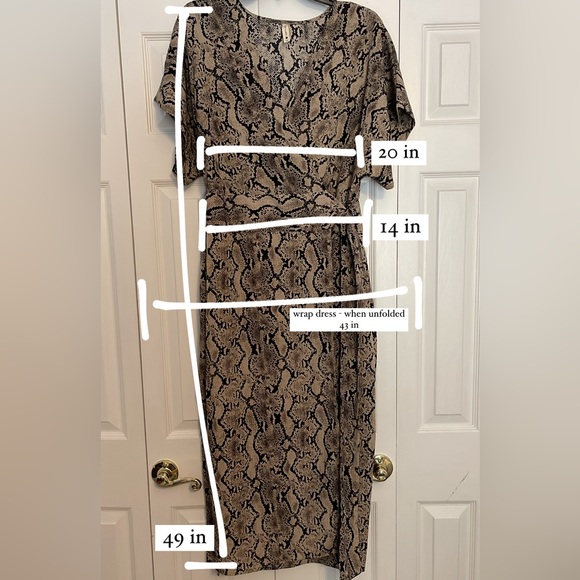L Tyche Taupe Snake Print Midi Wrap Dress - Picture 6 of 6